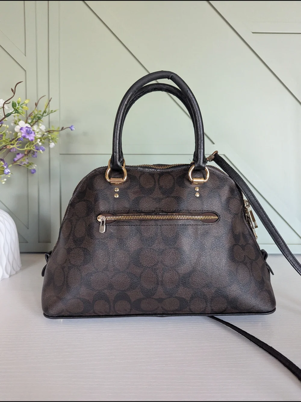Coach Katy Satchel in Signature Canvas (Style 2558). This classic dome-shaped